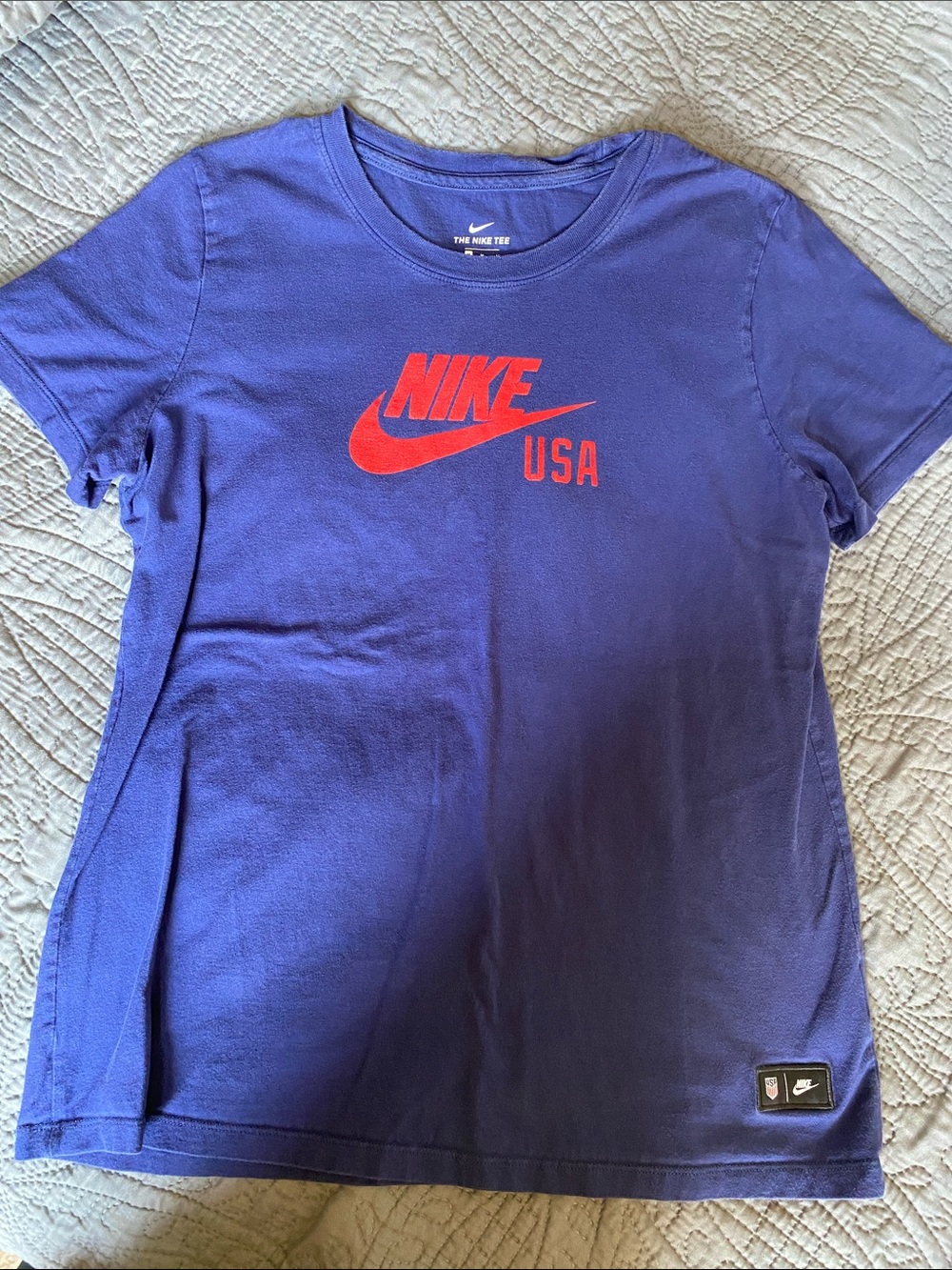 Nike Blue Short Sleeve Tee with Red Logo